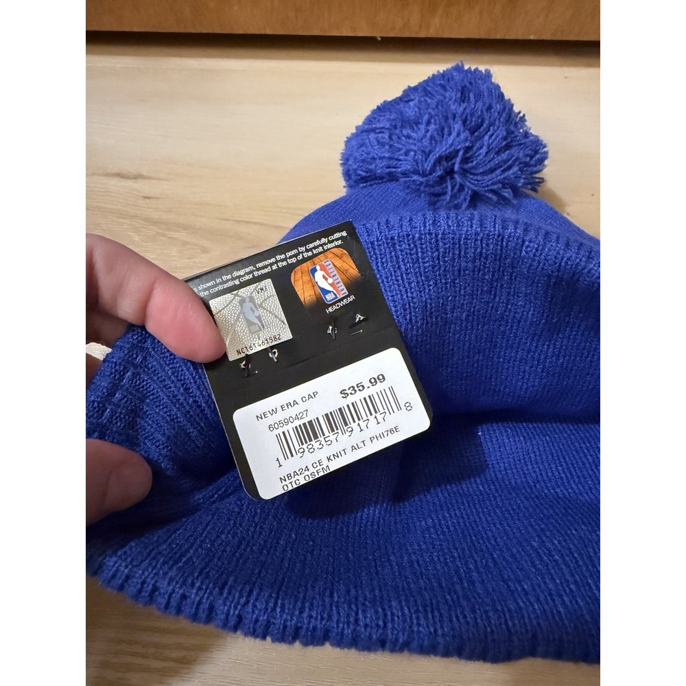New Era Philadelphia 76ers NBA City Edition Blue Hat Beanie Pom Adult New $36 - Picture 2 of 3